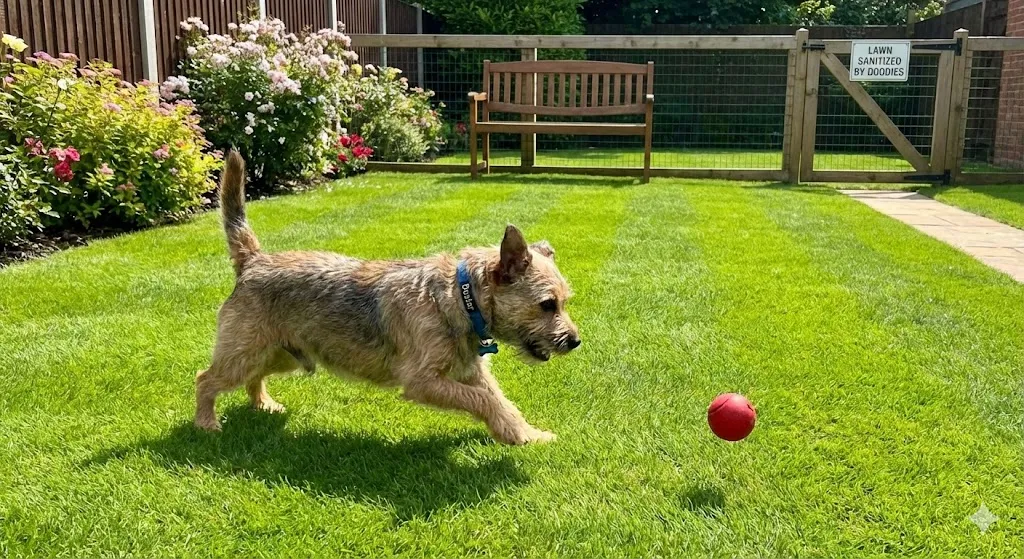 Buster loves his clean lawn!